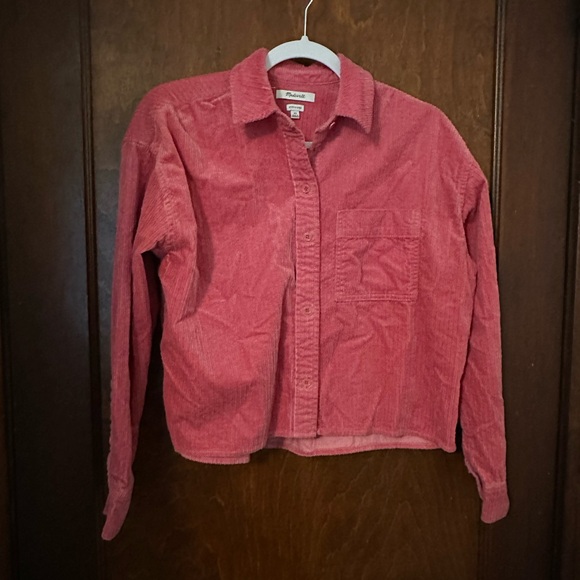 Madewell Variegated Corduroy Button-Up Shirt Pink Size XS - Picture 2 of 6